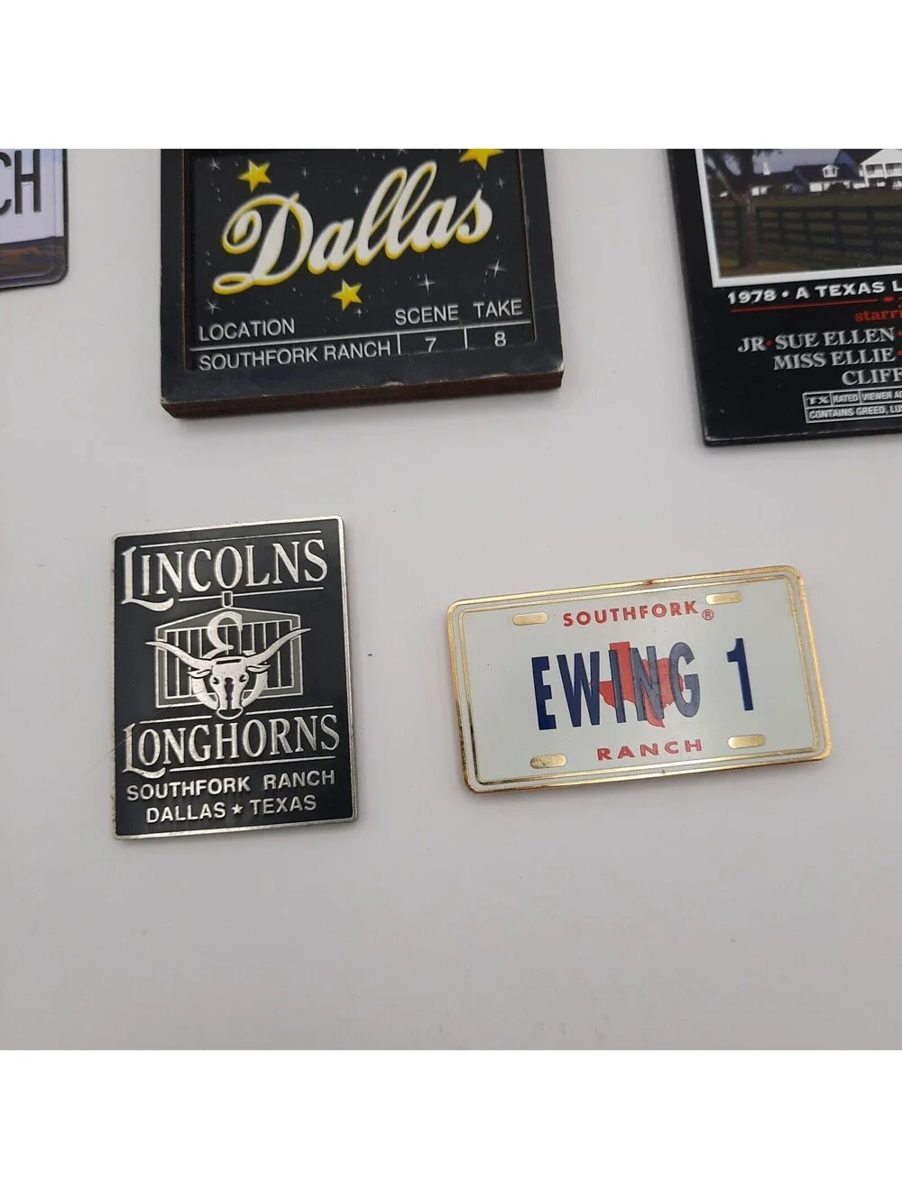 SOUTHFORK RANCH Souvenir Metal Magnet Texas TV Show Dallas Lot Of 9 JR Ewing